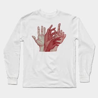 abstract Aquarell/ watercolor red hands anatomy traditionell art Long Sleeve T-Shirt
